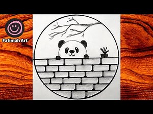 Circle drawing😍 panda drawings😊easy circle drawing😀 easy circle scenery❤: panda drawing in circle⭕