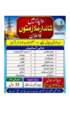 WAPDA Jobs 2026 | Latest Govt Jobs in Pakistan | Apply Online | High Salary Opportunities 🚀