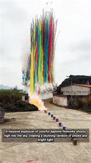 Amazing Daytime Fireworks Explode In A Giant Rainbow Display