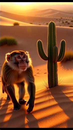 “The Clever Monkey of the Desert” 🐒🌵 #monkeystory #ai