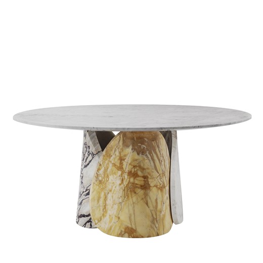 Petalo Three Types of Marble Base with Carrara Marble Top Dining Table