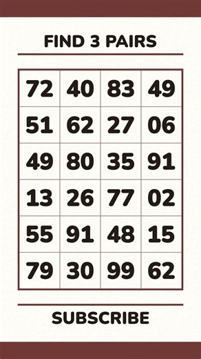 Find the Matching Numbers | Brain Workout ✅