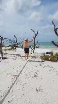 slacklining on an island #slackline #slacklining #beachcamping #boating #river