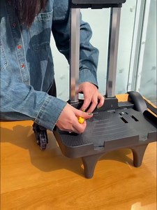 Foldable Backpack Luggage Trolley – 3-Wheel Portable Rolling Cart with Strap & Edge Guard Base, Heavy Duty Aluminum Folding Hand Truck for Travel, Commuting, Utility, and Daily Use