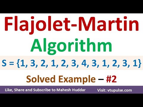 2. Flajolet Martin Algorithm Example | FM Solved Example | Big Data Analytics by Vidya Mahesh Huddar