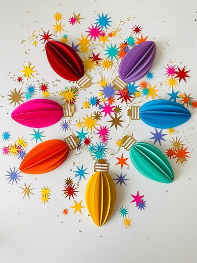 3D Christmas Lightbulb Template: DIY Holiday Garland (SVG & PDF) - Etsy