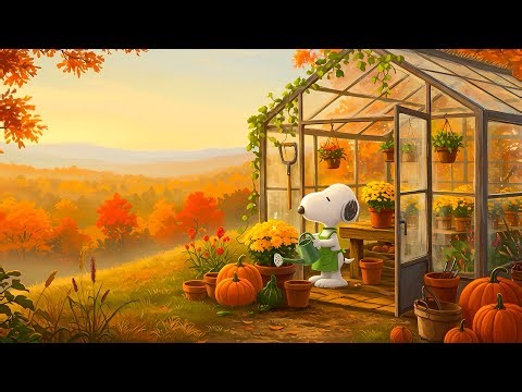 🌻 Snoopy’s Autumn Greenhouse ☕ Cozy Fall Jazz for Study, Relaxation & Peaceful Work Moments
