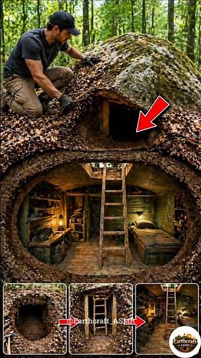 I Built a Hidden Underground Bunker Under a Rock | ASMR Survival Build #shorts