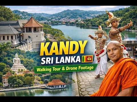 Exploring Kandy Sri Lanka 🇱🇰 | Walking Tour, Sacred Temple & Lake Drone Footage