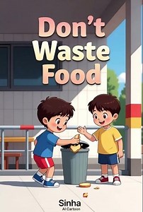 “Don’t Waste Food Sinha AI Cartoon English Mor