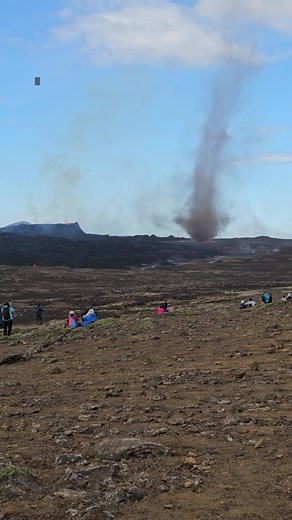 11K views · 150 reactions | A dust devil was caught spinning near active Litli-Hrutur volcano in Iceland.  | AccuWeather | Facebook