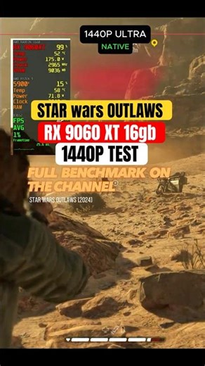 STAR WARS OUTLAWS – RX 9060 XT 16GB /1440p Ultra Native Performance Test