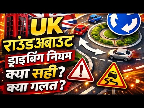 UK Roundabout Driving Rules in Hindi 2026 🚗 | Beginners Guide to Roundabouts