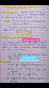 2.2K views · 15 reactions | Homogeneous differential equation #homogeneousdifferentialequation #differentialequations #derivatives #viralreelsfb #viralpost | Mathematics Hub | Facebook
