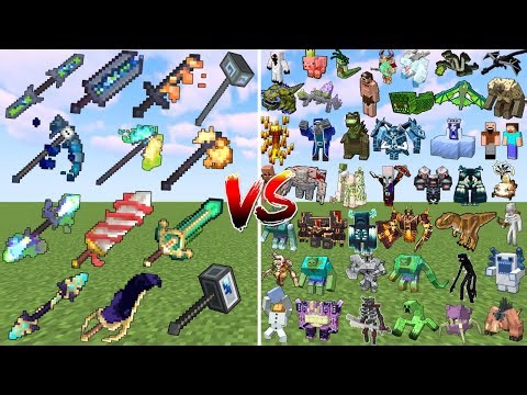 ALL Minecraft Magic Weapons vs Every Minecraft Boss Mob