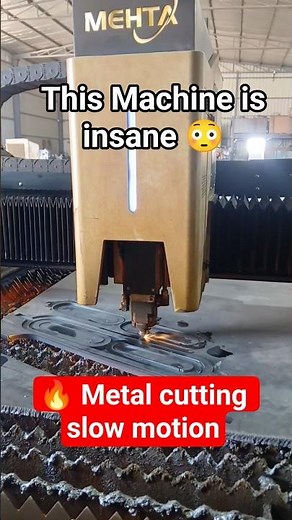 🔥 Metal cutting slow motion🔥 #cnc #lasercutting #steelfabrication #14mm