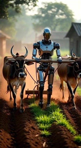 Humanoid Robot Farming ! Bullock Plough #shorts #robot #agriculture #farming #advancedfarming