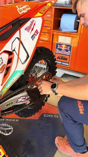 The Red Bull KTM Factory Racing squad preparing their machines for a GP weekend 🔧 #mxgp