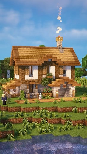 Gorillo on Instagram: "Minecraft Starter House🏠 💾 Download on Patreon, tutorial on YouTube ☀️Shaders: Complementary 🌳Texture: Jerm’s Better Leaves 🏷️ - #minecraft #minecraftbuilds #minecraftinspiration #minecrafttutorial #minecraftideas"