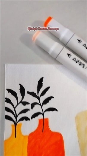 Simple Marker Art on Mini Canvas 🧡 #Shorts #MarkerArt #MiniCanvas