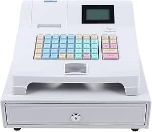 DNYSYSJ Cash Register,Pos System Cash Register 48-Keys 8-Digital LED Display Electronic Cash Register with Removable Cash Tray and Thermal Printer,Multifunction Cash Register for Small Business