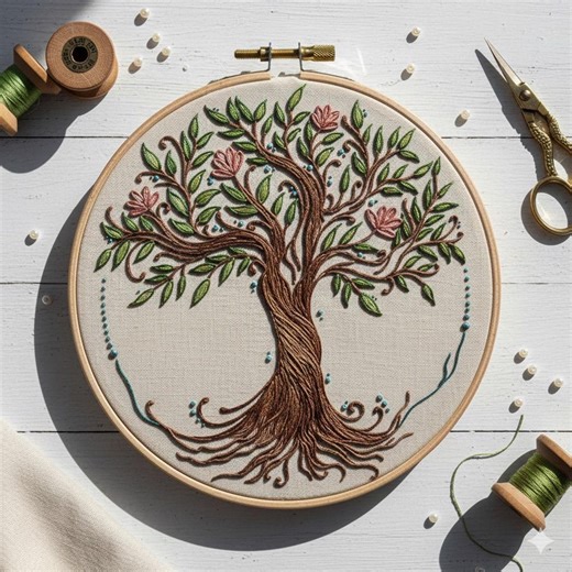 Floral Tree Embroidery Design, Tree Embroidery Template PDF File (instant Download) - Etsy