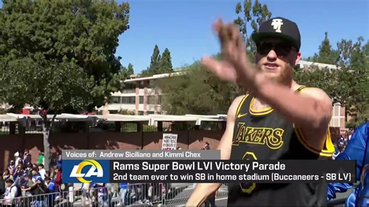 Cooper Kupp waves to fans at Rams parade wearing Kobe Bryant jersey