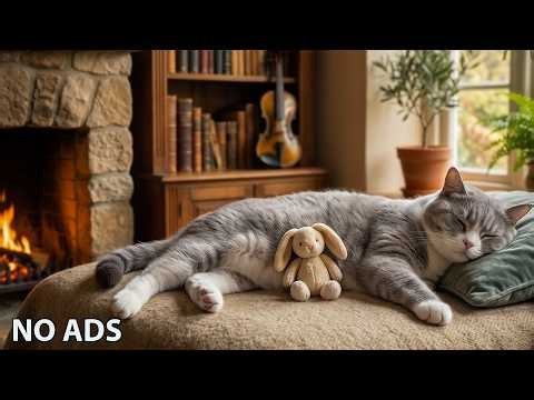 12 Hours Cat Relaxing Music🐾Cat Sleep Music - Fireplace, Cozy Cat Ambience Stress Relief♬No Ads