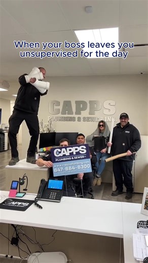 Just another example of the teamwork and energy behind Capps Plumbing! We work hard, support each other, and have a little fun along the way. For a plumbing team that gets the job done right, visit the link in our bio.