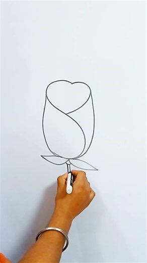 Rose Drawing 🌹 | Easy Step by Step Rose Flower Drawing #drawing #art #flowers #shorts