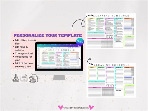 Editable Cleaning Planner, ADHD Friendly, Canva Template (digital Download PDF) - Etsy Canada