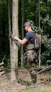 Prepping to climb saddle hunting 🏹🦌 #saddlehunting #saddlehunter #deerhunting