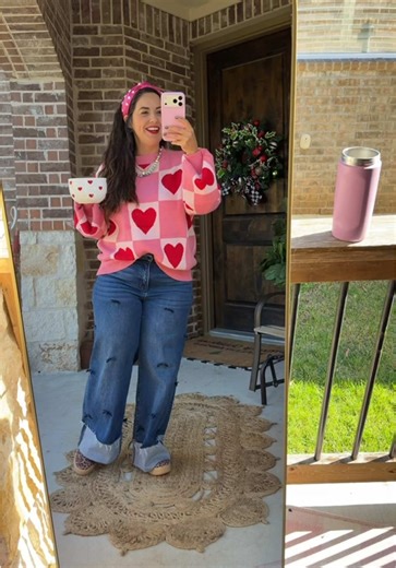 This cute Valentine’s Day sweater is the perfect way to add a little love to your outfit without trying too hard. The colors are sweet, the knit is soft, and it gives that effortless cozy look that works for school parties, brunch, date night, or photos with the kids. If you’re searching for Valentine’s sweaters for women, cute heart sweaters, or February outfit ideas, this one is such an easy yes. It’s comfy, flattering, and makes the cutest gift idea for her, mom, teachers, or teens. Truly one