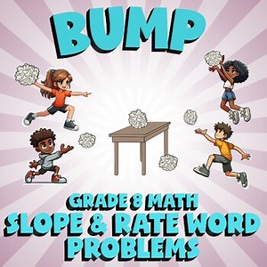 Slope & Rate Word Problems BUMP Math Game - No Prep Grade 8 Review