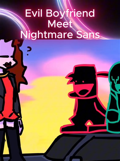 Evil Boyfriend Meet Nightmare Sans #fnf #fnfmod #fridaynightfunkin #shorts #animation