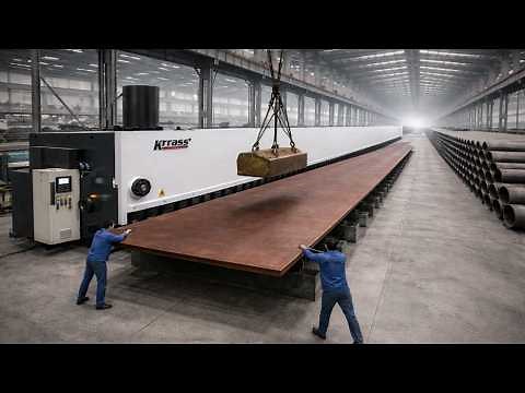 Watch 25mm Steel Sheared Cleanly by a Hydraulic Guillotine. Metal Fabrication Process Documentary