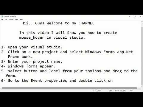How to create mouse-hover in Visual Studio by using C#.
