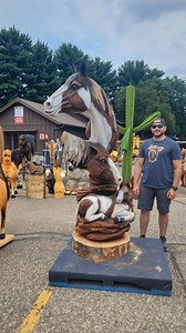 Amazing Chainsaw Sculpture by Ryan Villiers Us Open Chainsaw Contest in Eau Claire's Carson Park - Amazing Skills' ' '#chainsawman #sculpture #horses #fblifestyle | Stable Express