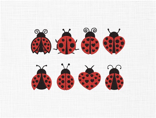 Ladybug Embroidery Design Bundle, Cute Ladybug Embroidery, Spring Insect Embroidery, Garden Bug Embroidery Design, Ladybug Embroidery - Etsy