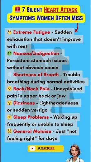 🚨 7 Silent Heart Attack Symptoms Women Often Miss #seniorwellness