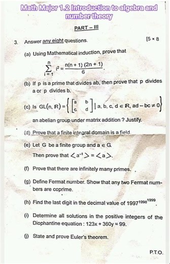Math Major 1.2 Introductiontoalgebra andnumbertheory#maths