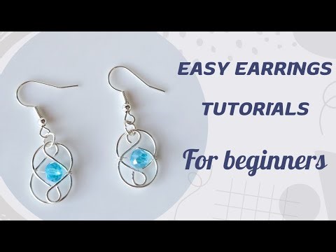 How to make wire wrapped earrings/Easy beads earrings tutorial/handmade jewelry making tutorial/diy