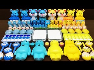 YELLOW vs BLUE ! Mixing Random into GLOSSY Slime ! Satisfying Slime Video#853