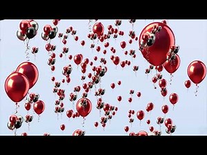 Balloons Background Video, Gold Red Black Flying Balloons Flying in the Sky, Sensory Video