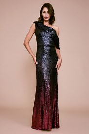 Luana One-Shoulder Sequin Evening Gown