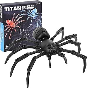 Titan Spider Toys - 3D Printed Spider Fidget Toys for Boys, Multi-Jointed Realistic Spiders with Suction Cup, Movable Cool Gadget for Kids (Assembly Required/Black)