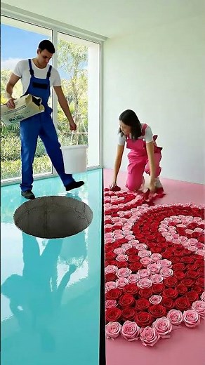 THIS DOUBLE FLOOR IS SO IMPRESSING 😱💙💗 Epoxy luxury floor