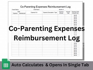 Co-parenting Expenses Reimbursement Log Google Sheets Editable Spreadsheet Template With Automatic Calculations and Text Fillable Title - Etsy