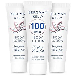 BERGMAN KELLY - Travel Size Lotion - 1 fl oz, 100 PK, Tropical Waterfall - Delight Your Guests w/Invigorating & Refreshing Body Lotion - Quality Mini & Small Size Guest Hotel Toiletries in Bulk