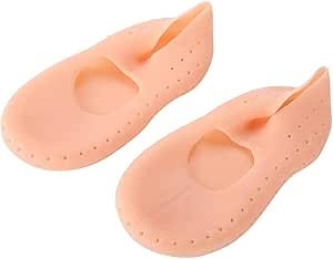Silicone Socks, Moisturising Gel Socks Foot Anti-Cracking Protector, Dry Feet Ankles Cracked Heel Repair, L (Skin Color, 2Pcs, CN Size 40-45, US Size 7-11)